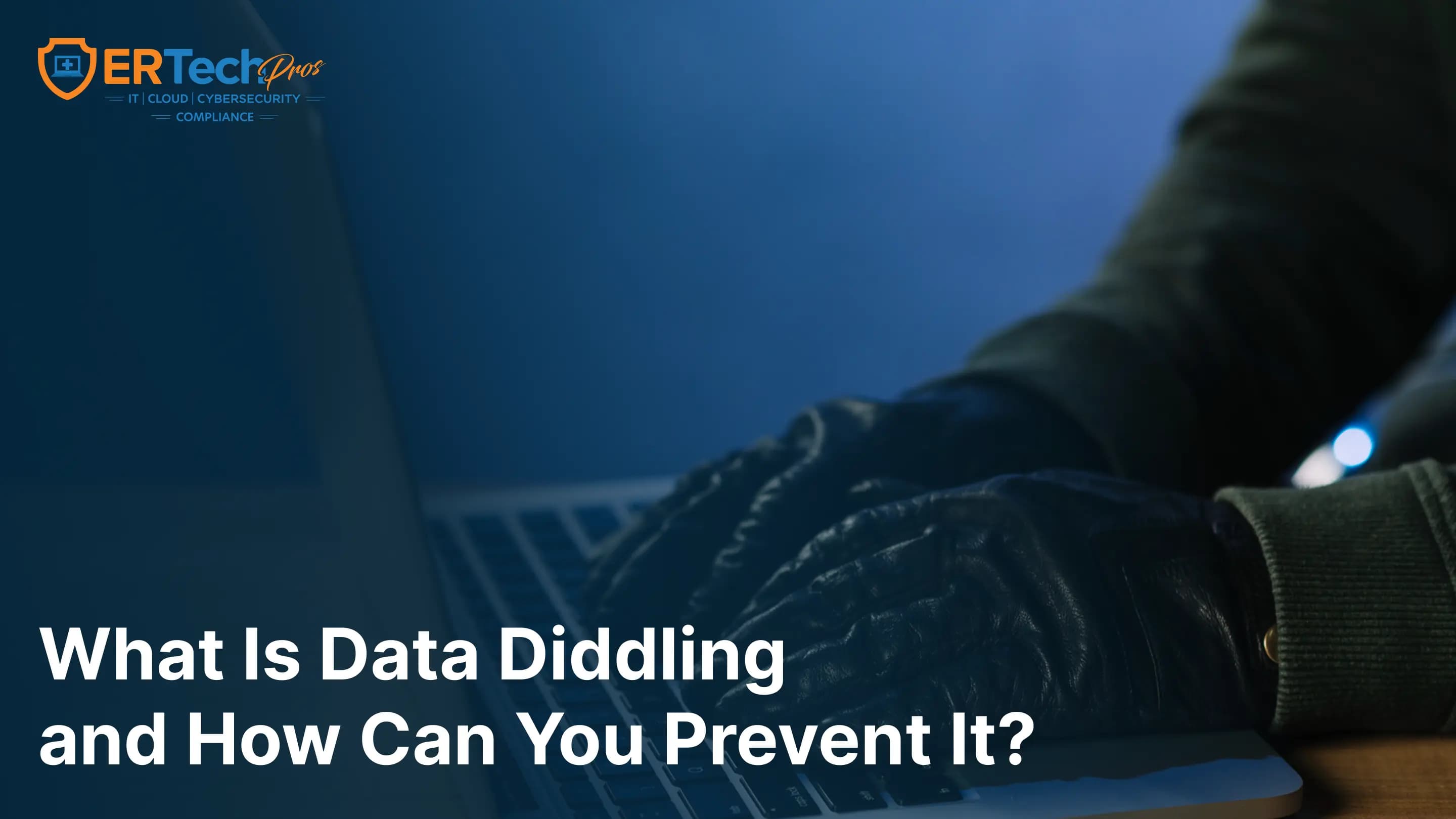 Hacker manipulating financial data on computer representing data diddling attack