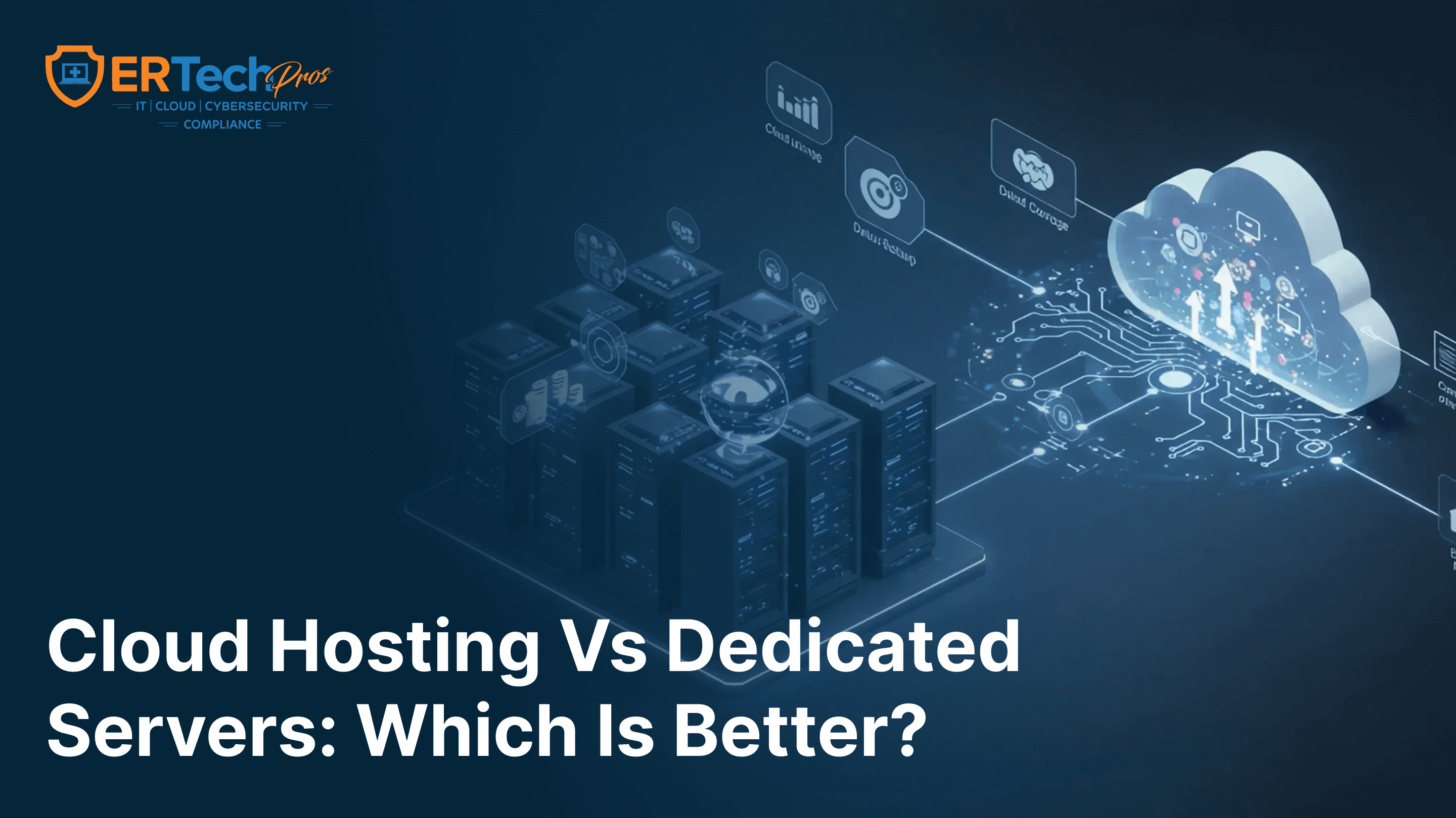 Healthcare IT specialists comparing cloud hosting services and dedicated server hosting solutions