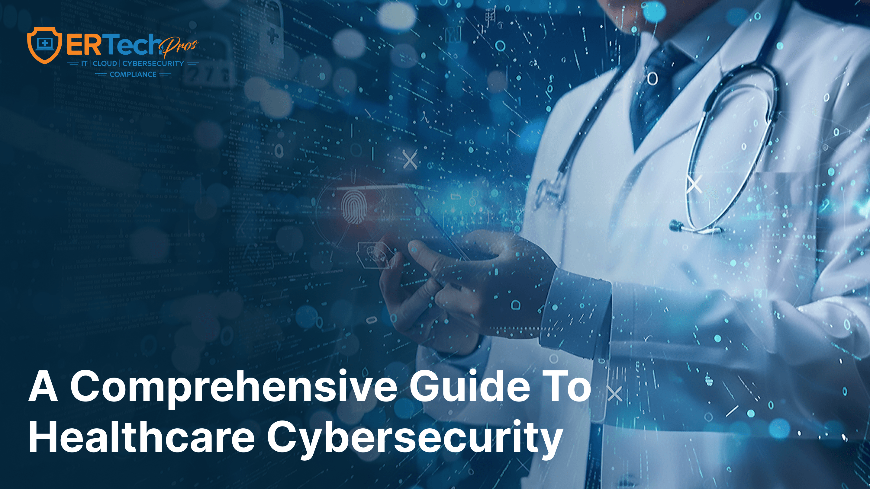 Healthcare IT specialist reviewing cybersecurity services and network security systems on a secure digital platform.