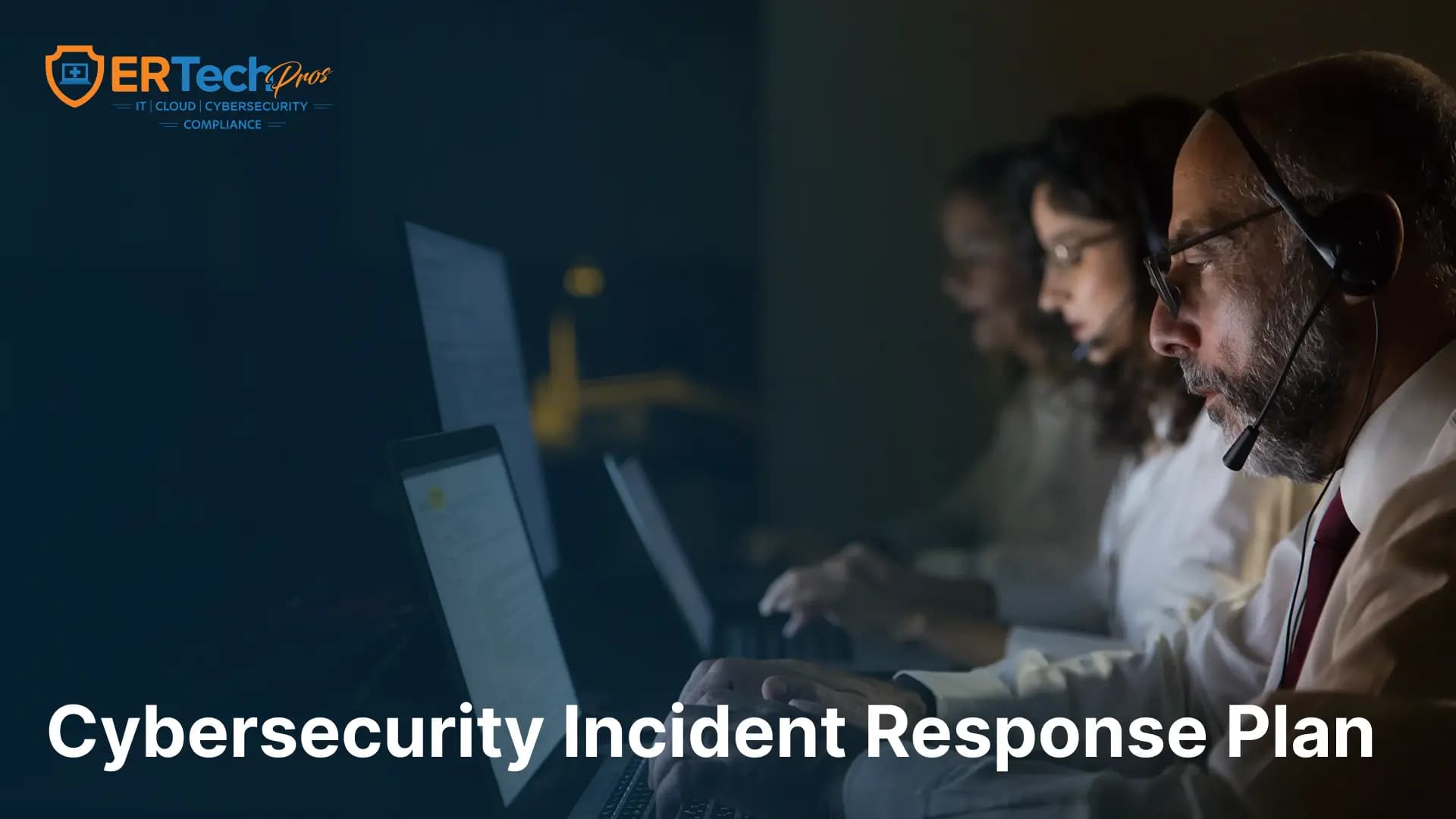 Cybersecurity team coordinating an incident response plan across business systems, endpoints, networks, and data.