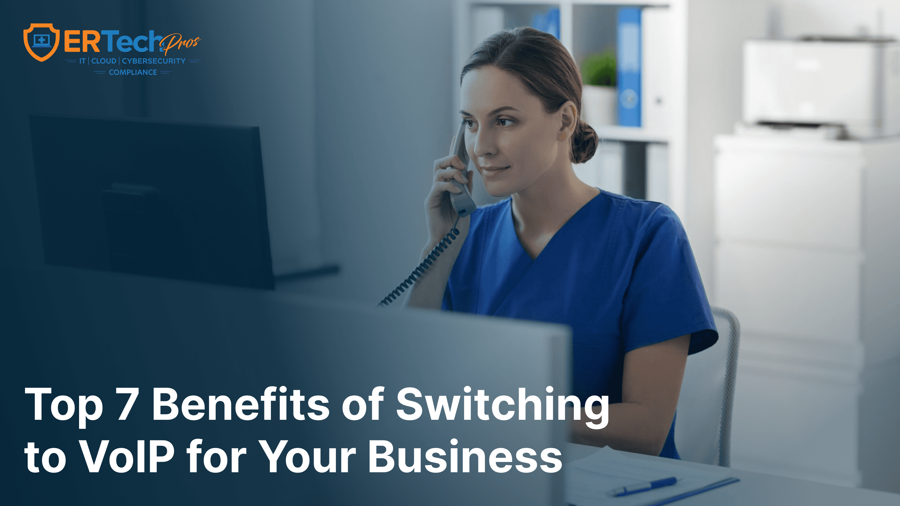 Office staff members use VoIP for business calls, showcasing its flexibility and convenience for modern offices.