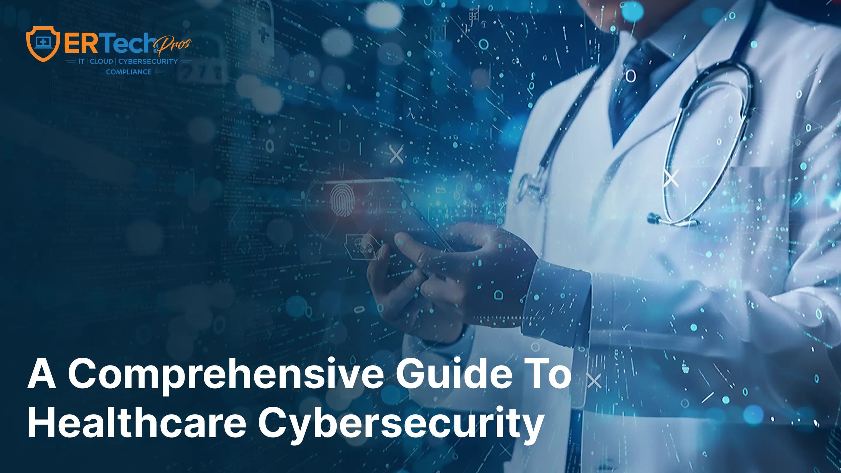 Healthcare IT specialist reviewing cybersecurity services and network security systems on a secure digital platform.